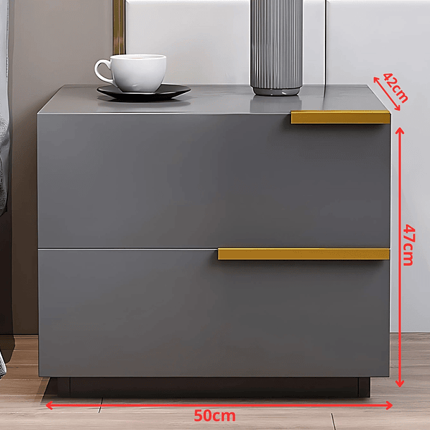 Mesa De Noche Velador 2 Cajones 50x42x47cm Moderna Elegante 6