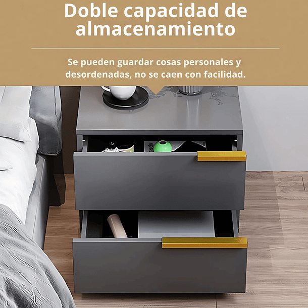 Mesa De Noche Velador 2 Cajones 50x42x47cm Moderna Elegante 7
