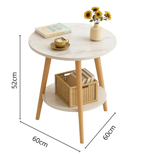 Mesa De Centro Con Diseño Nórdico 60x60x52cm 2