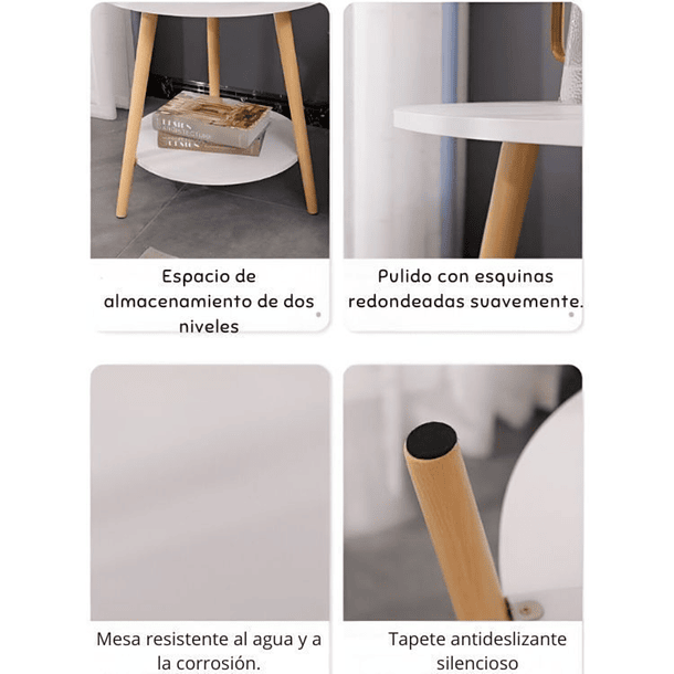 Mesa De Centro Con Diseño Nórdico 60x60x52cm 4