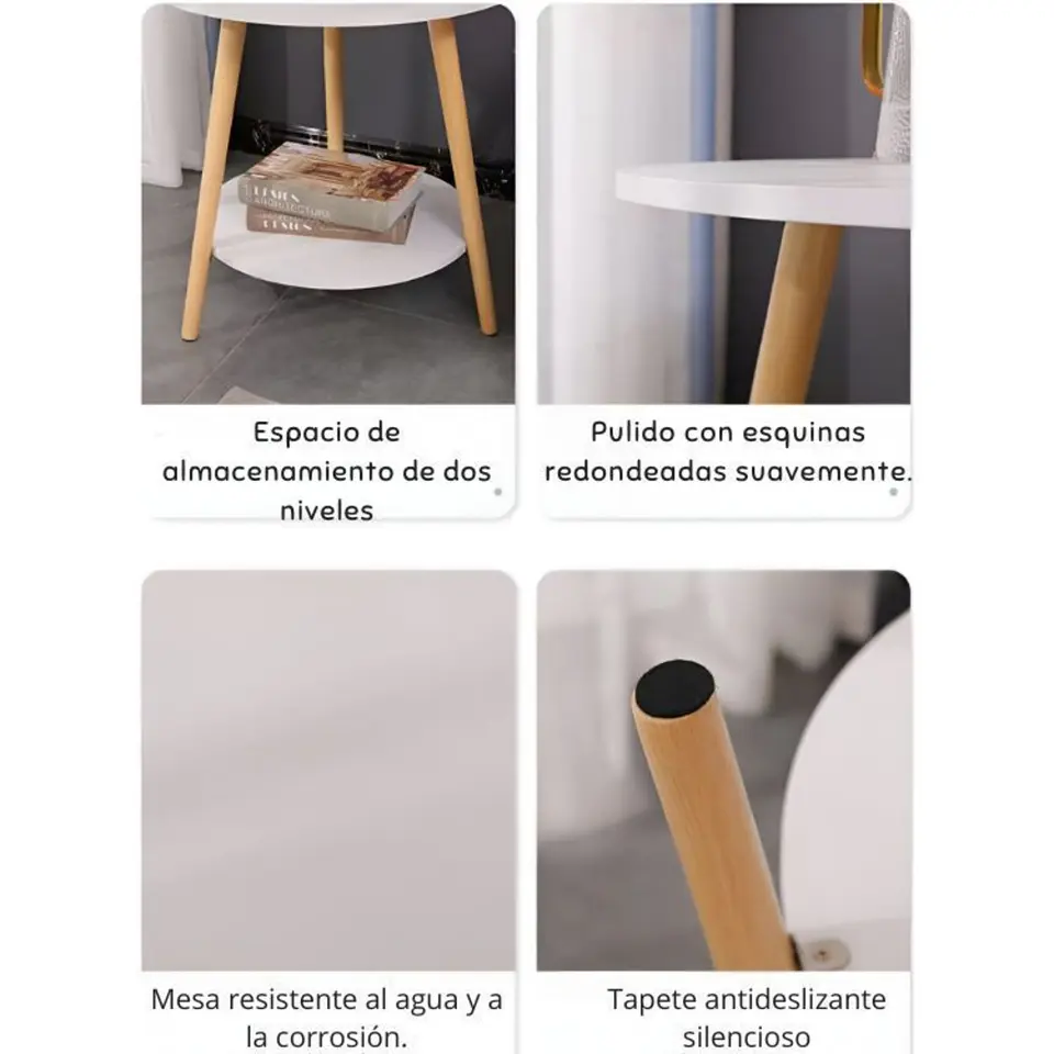 Mesa De Centro Con Diseño Nórdico 60x60x52cm 4