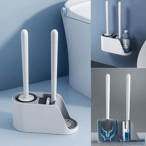Kit De 2 Cepillo De Limpieza Para Inodoro Con Soporte 3