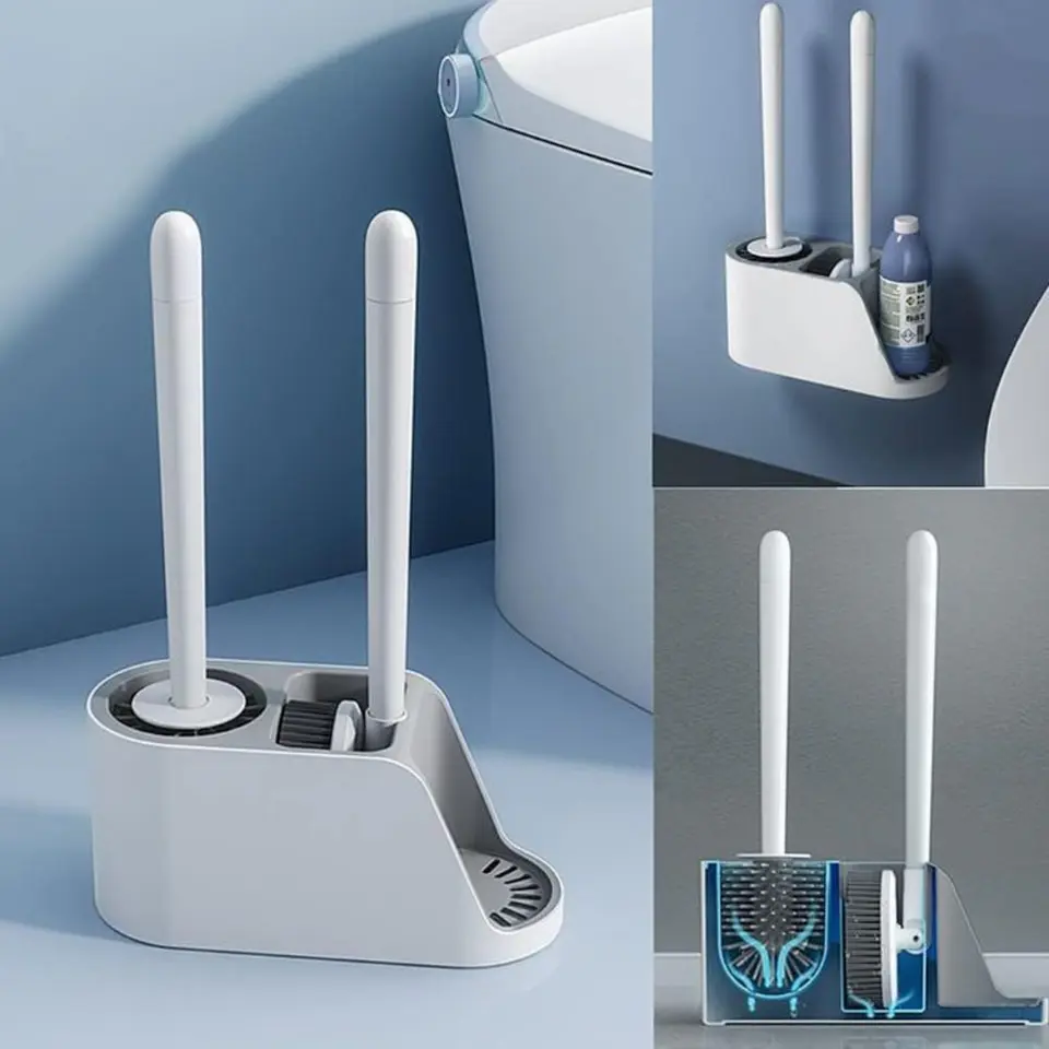 Kit De 2 Cepillo De Limpieza Para Inodoro Con Soporte 3