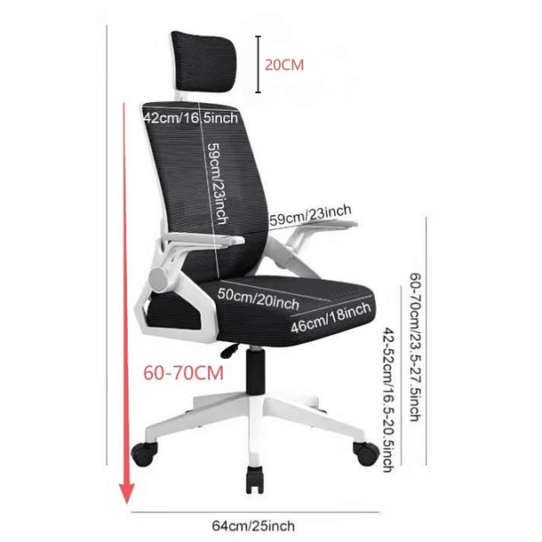 Silla Oficina Con Cabecero Ergonómico Malla Mesh Home Office 3