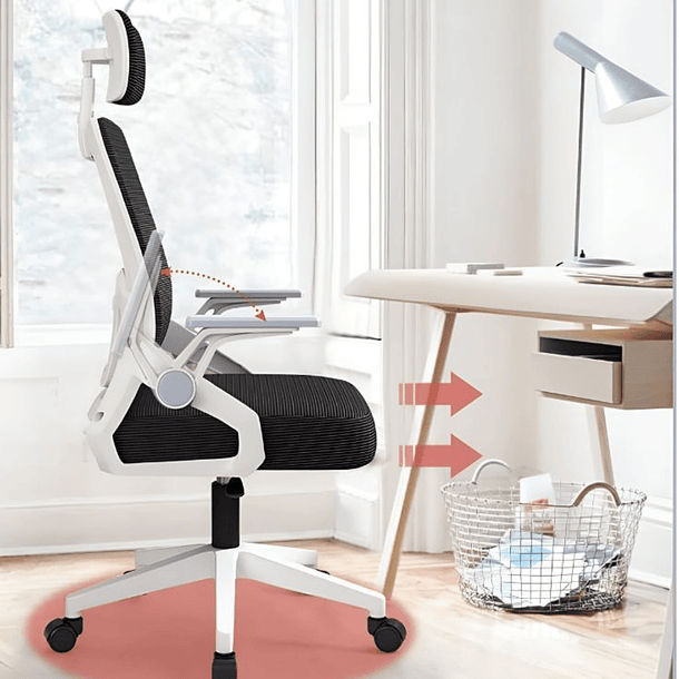 Silla Oficina Con Cabecero Ergonómico Malla Mesh Home Office 8