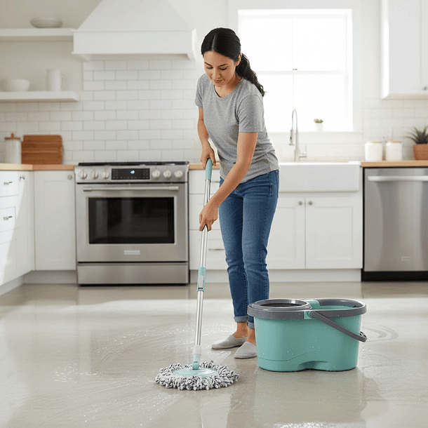 Mopa Trapeador Fregona Giratoria 360 Verde 3