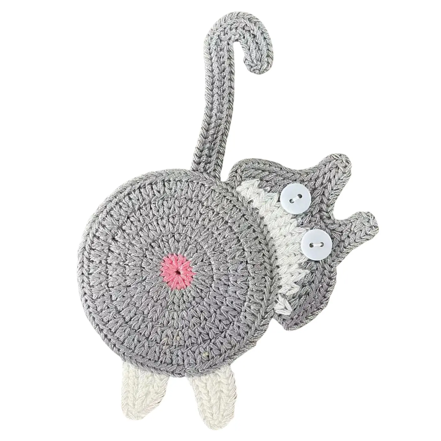 Pack 2 Posavasos De Gato Tejido a Punto Regalo Divertido 2