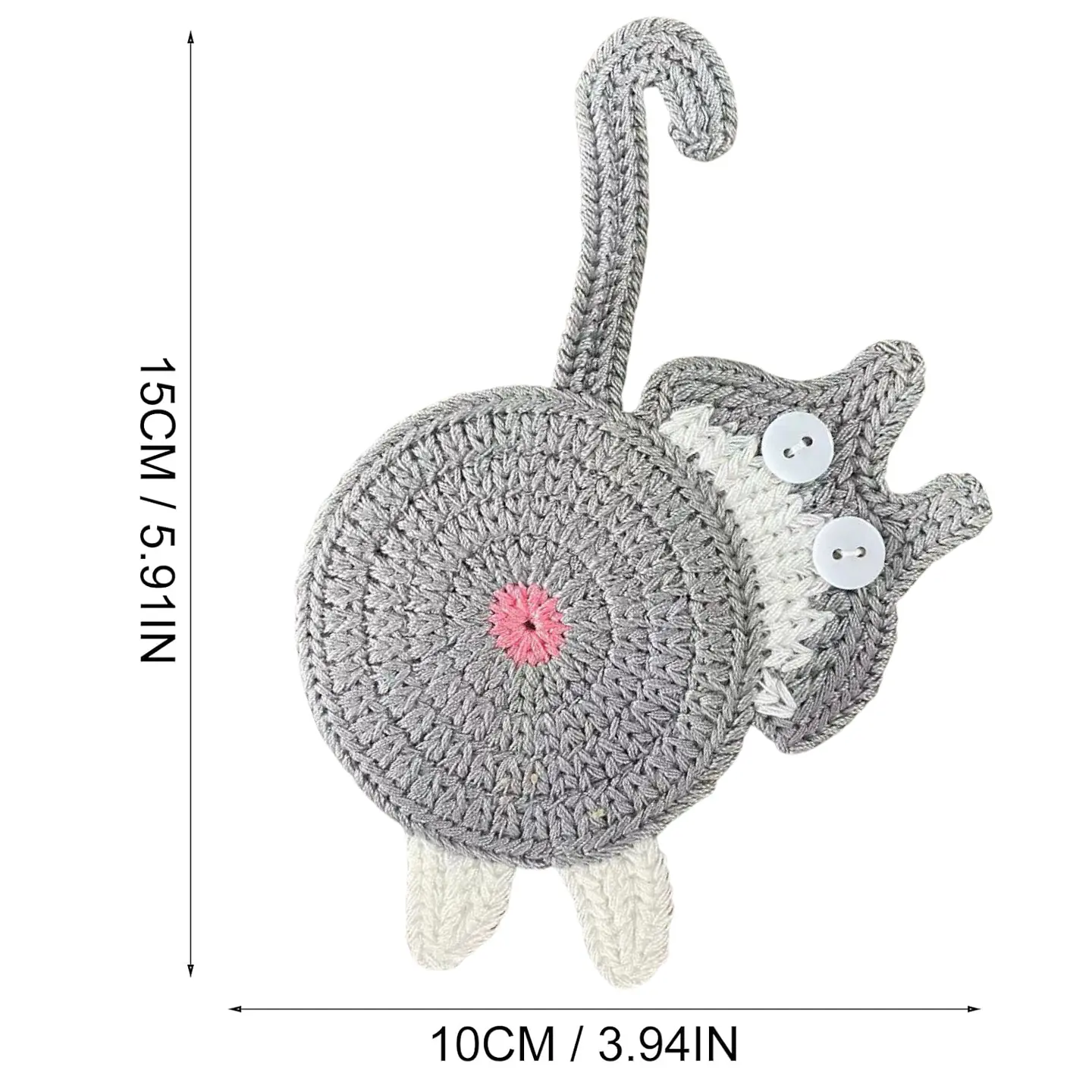 Pack 2 Posavasos De Gato Tejido a Punto Regalo Divertido 3