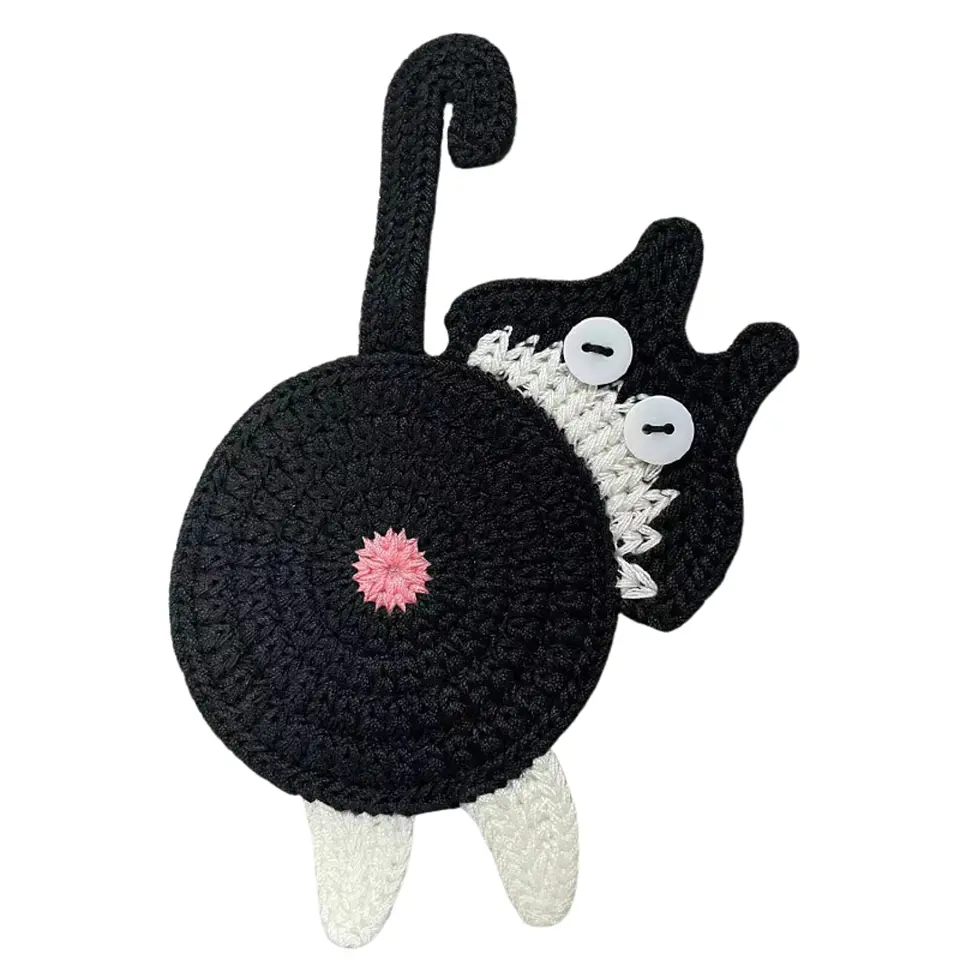 Pack 2 Posavasos De Gato Tejido a Punto Regalo Divertido 7