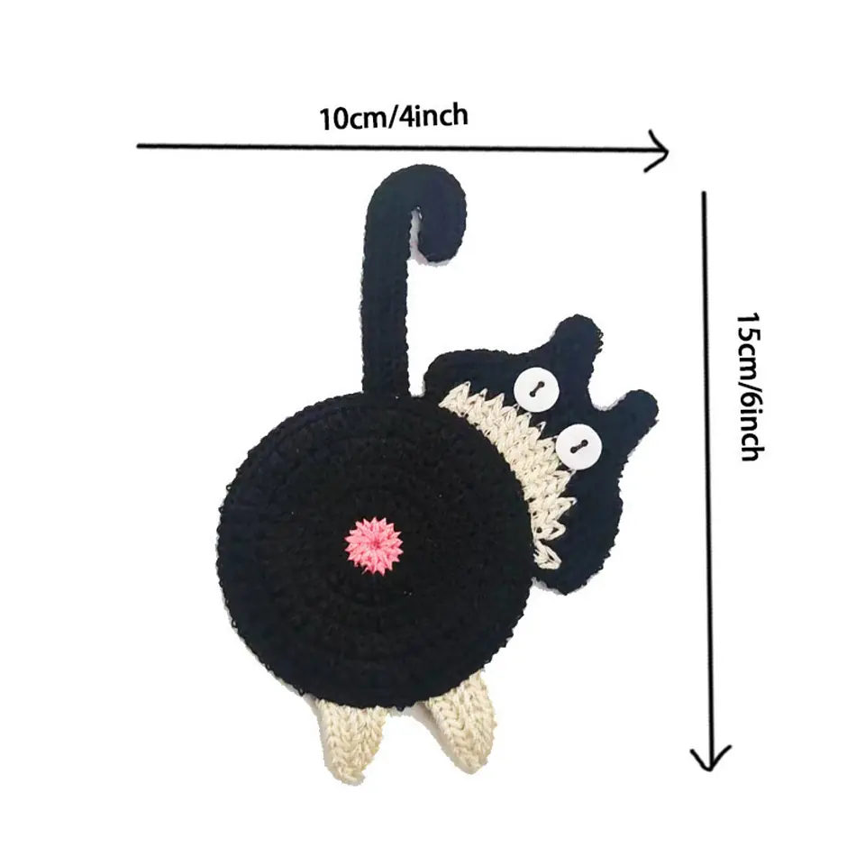 Pack 2 Posavasos De Gato Tejido a Punto Regalo Divertido 8