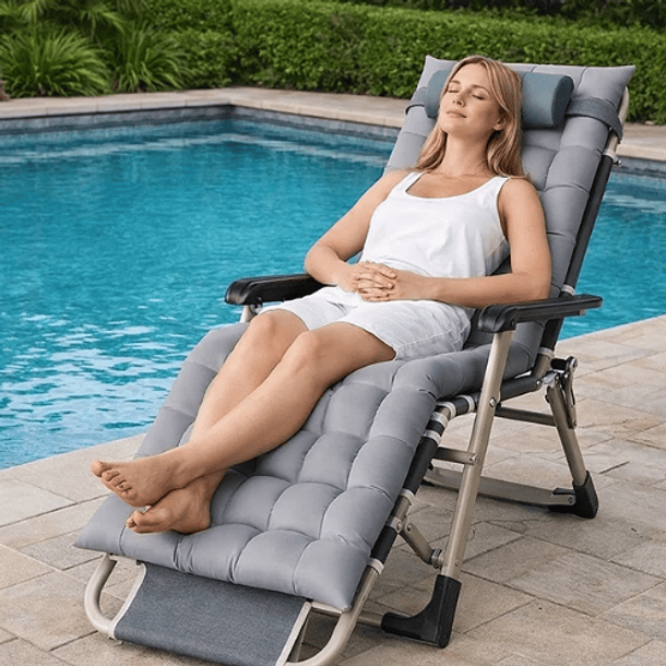 Silla Reposera Tumbona Acolchada Aire Libre Plegable Jardín 5