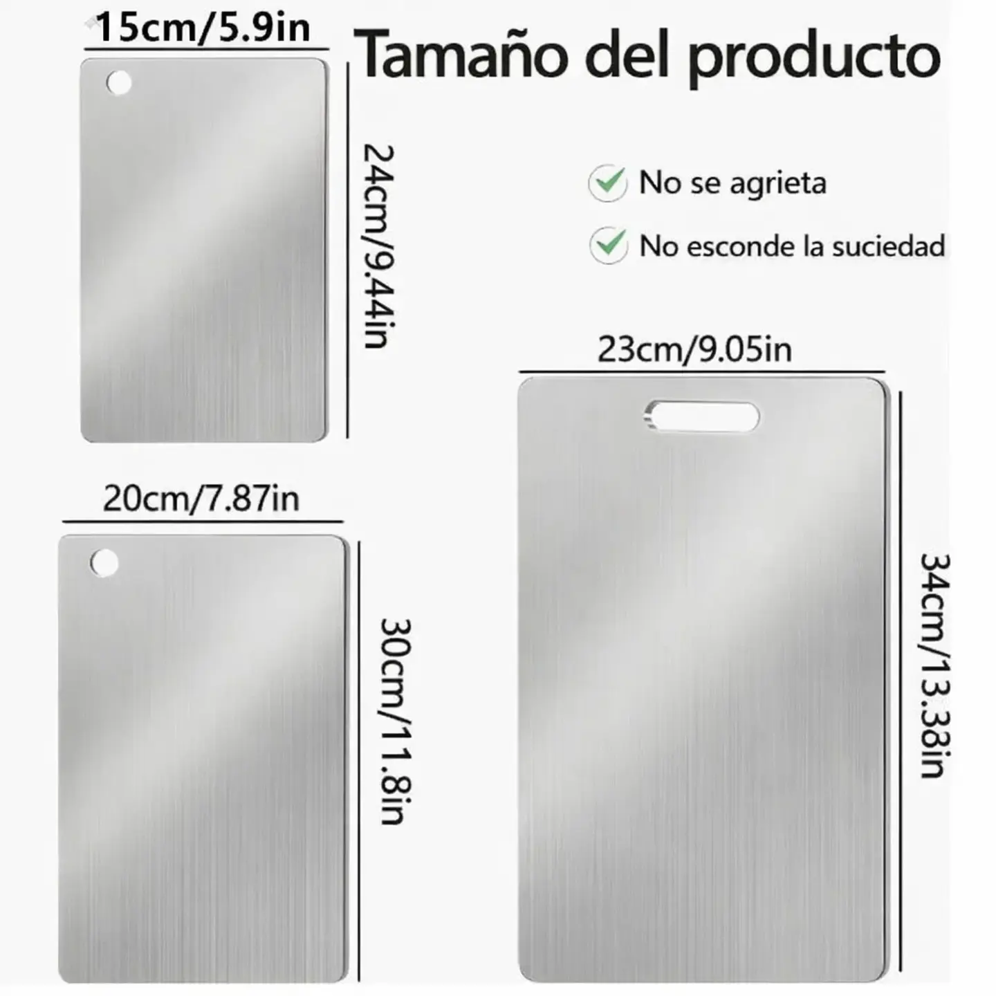 Set 3 Tablas Para Cortar Acero Inoxidable Doble Cara 2