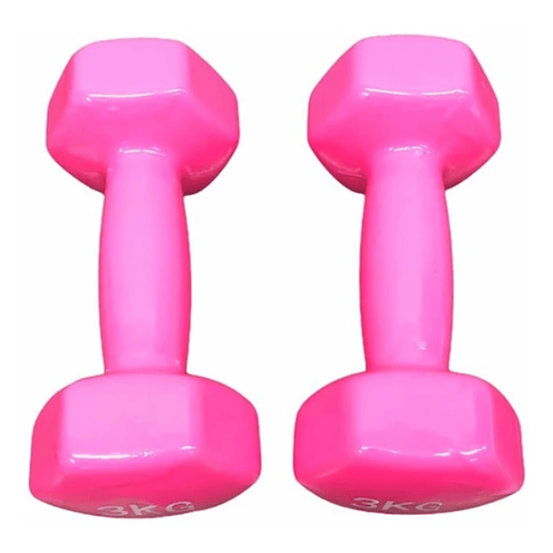 Pack 2 Mancuernas Rosas De 3kg Reacondicionado 3