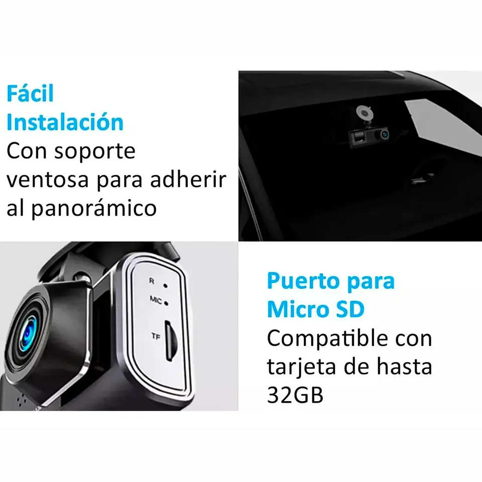Cámaras Para Autos Frontal y Tablero 2 En 1 HD 1080p 4