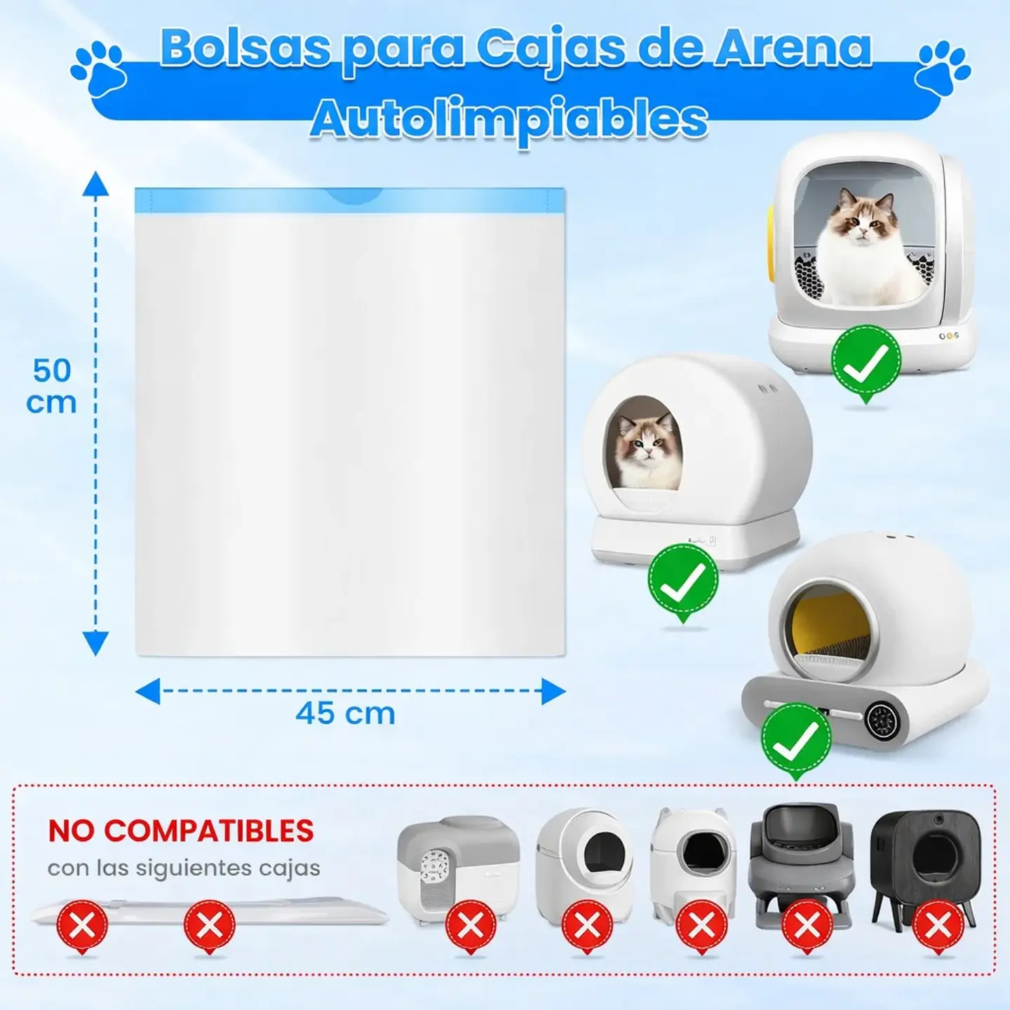 Bolsas Para Arenero Automático De Gatos 6 Rollos De 90ud 2