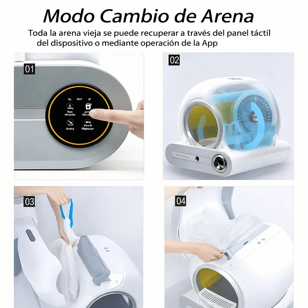 Caja Arena Autolimpiante para Gatos con App y Control de Olores 5