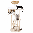 Rascador Para Gatos Tipo Torre Con Casa Elegante Beige 1