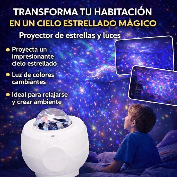 Proyector Led Luces Y Estrellas 360º Con Bluetooh Y Musica 9