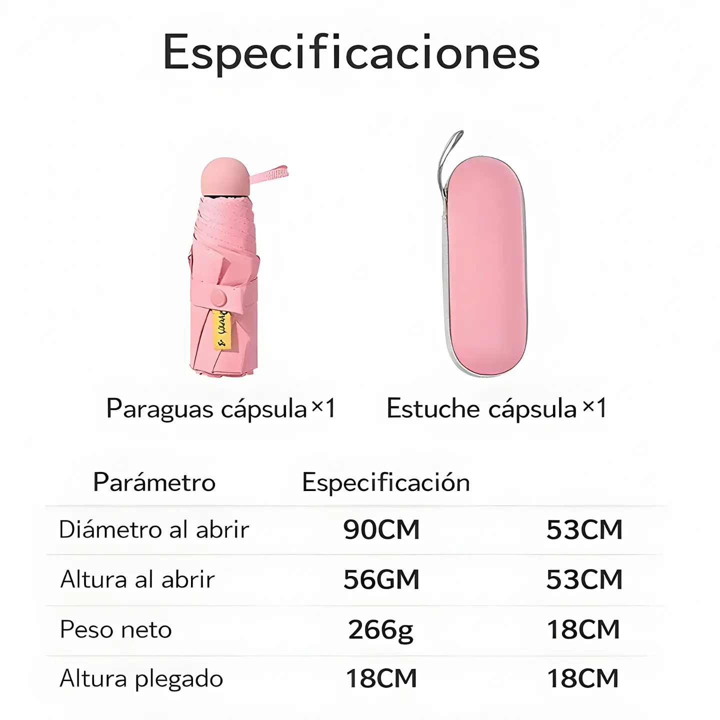 Paraguas Plegable Capsula 8 Varillas UV Resistente Ligero 4