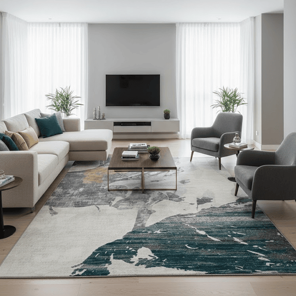 Alfombra 140x200cm Decorativa Living Estampada Terciopelo (Reacondicionado) 4