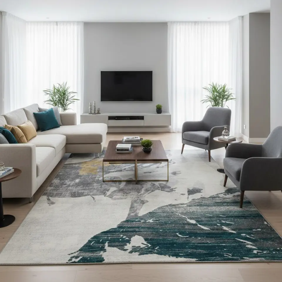 Alfombra 140x200cm Decorativa Living Estampada Terciopelo (Reacondicionado) 4