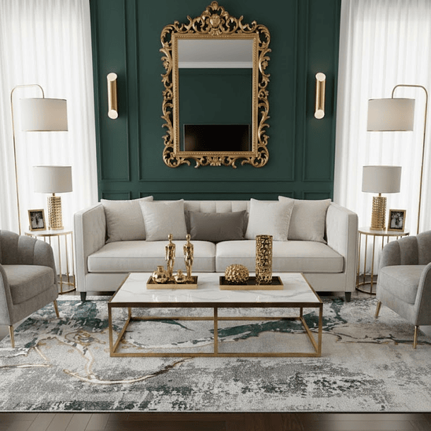 Alfombra 140x200cm Decorativa Living Estampada Terciopelo (Reacondicionado) 4