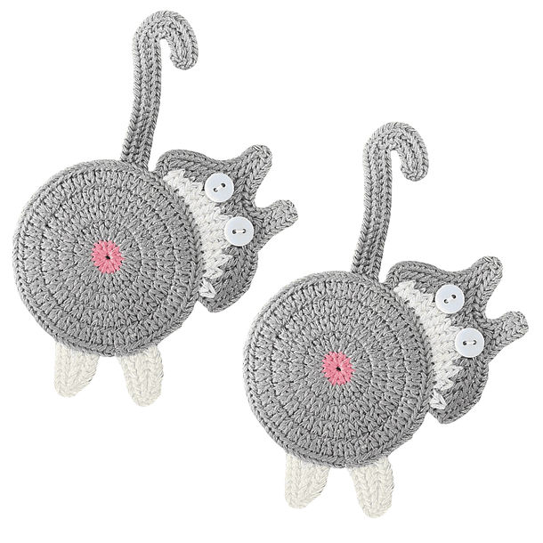 Pack 2 Posavasos De Gato Tejido a Punto Regalo Divertido 1