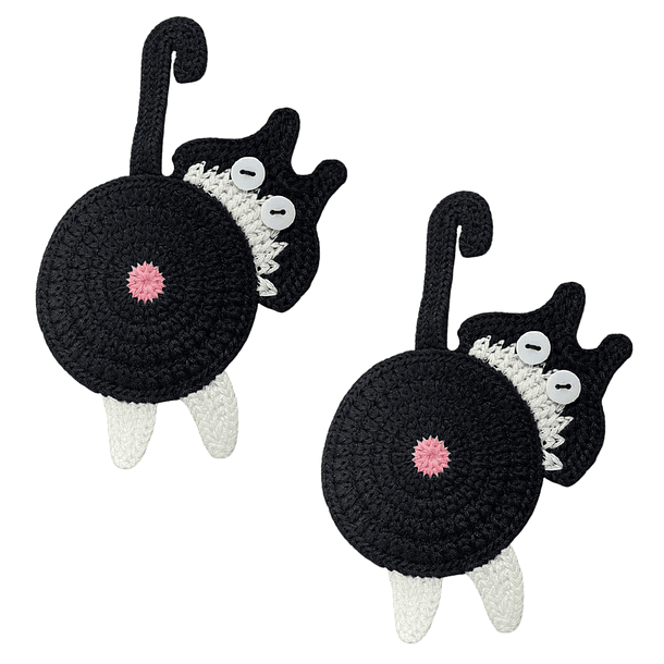 Pack 2 Posavasos De Gato Tejido a Punto Regalo Divertido 6