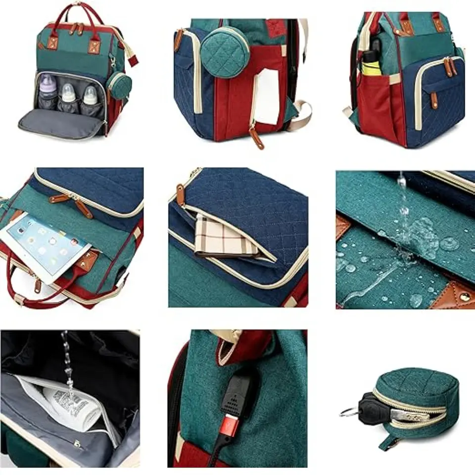 Mochila Pañalera Bolso Maternal Mudador Infantil Para Bebe 11