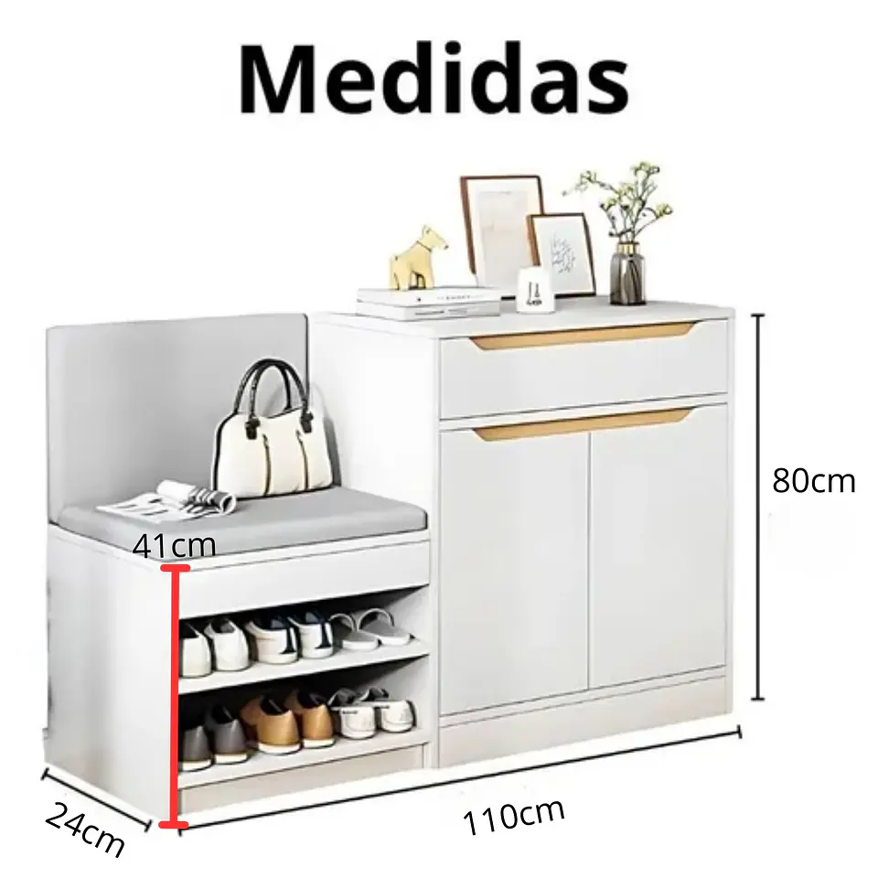 Zapatero Con Armario Cajon 110*24*80CM Organizador Moderno 4
