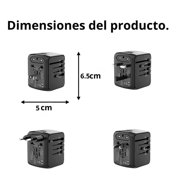 Adaptador Enchufe Multifuncional Universal Usb 100v/240v 5