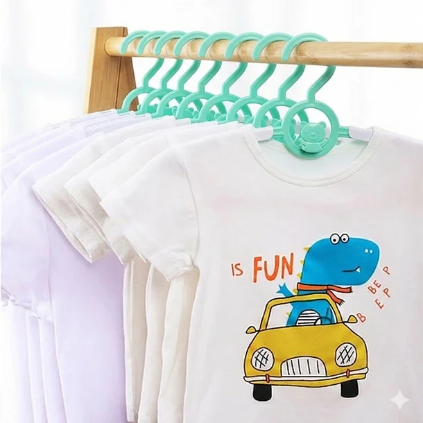 Pack 10 Ganchos Perchas Largo Adjustable Para Niños Y Bebe 8