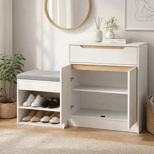 Zapatero Con Armario Cajon 110*24*80CM Organizador Moderno 5