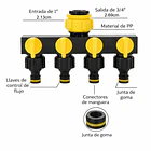 Divisor Manguera 4 Salidas RoseFlower Adaptador Grifo Riego 7