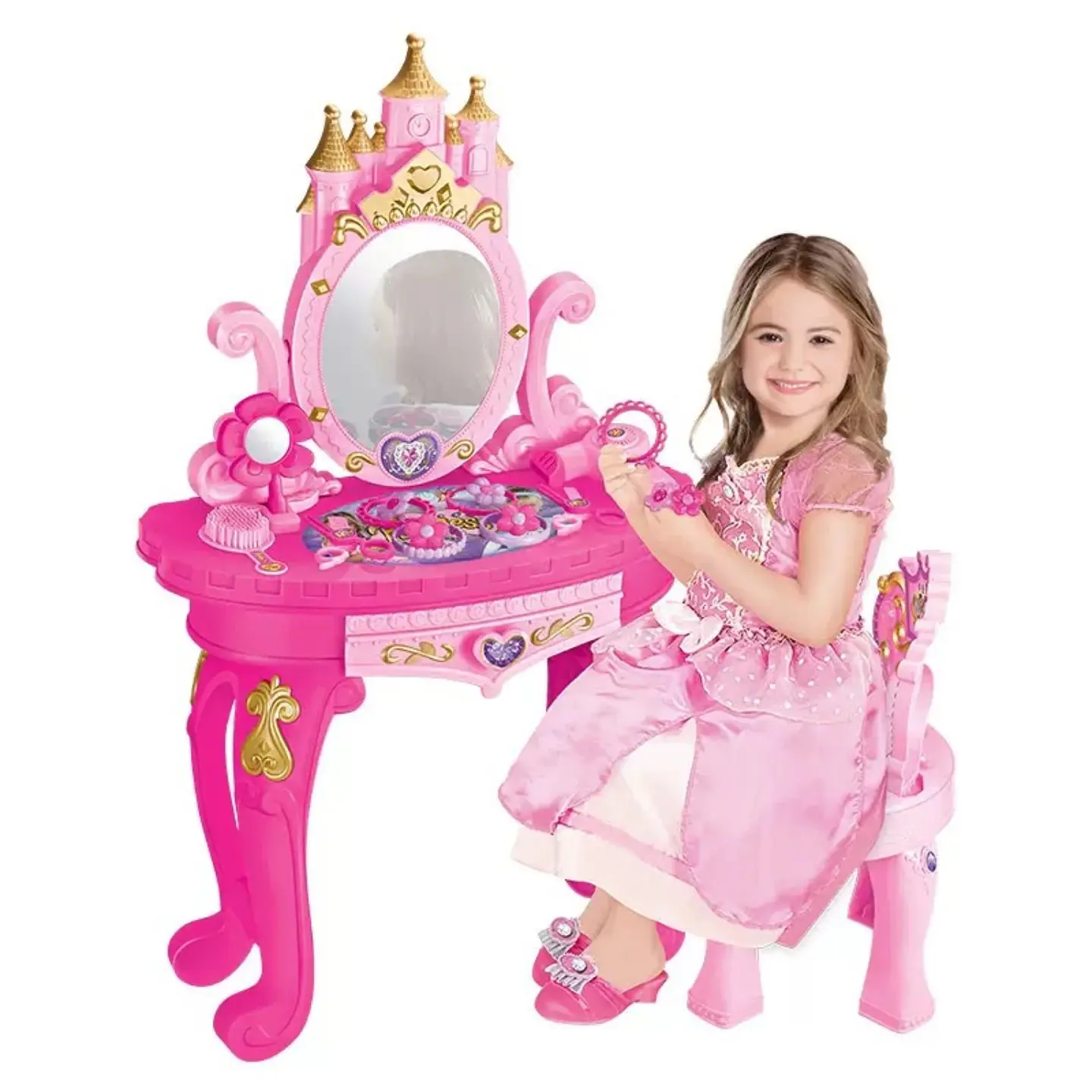 Mesa De Maquillaje Para Niñas Estilo Princesa Con Accesorios 1