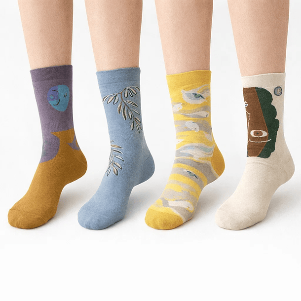 Calcetines Serie Monet: Estilo Pintura Al Óleo Set De Regalo 6