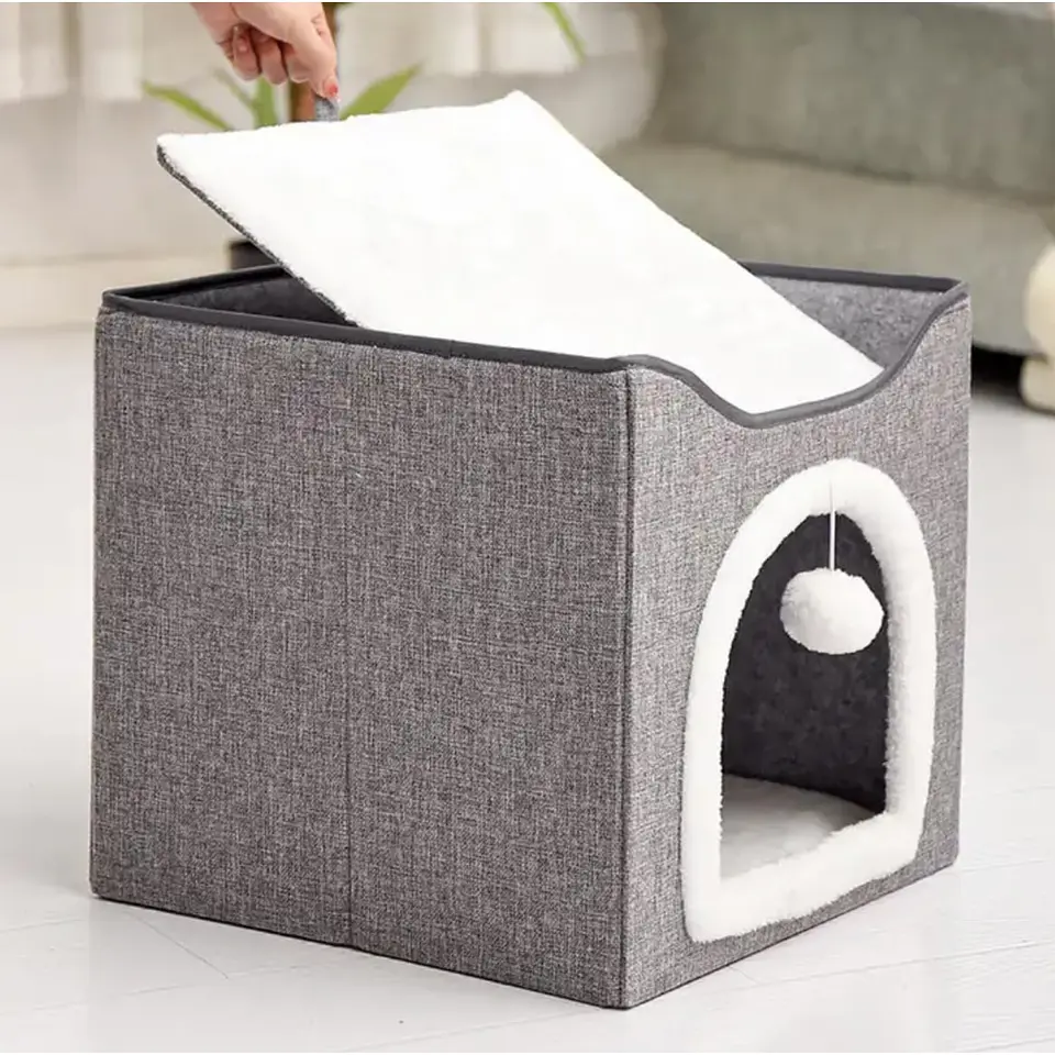 Cama Escondite Para Gatos Casa De Interior Suave 3