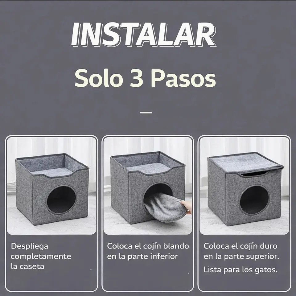 Cama Escondite Para Gatos Casa De Interior Suave 5