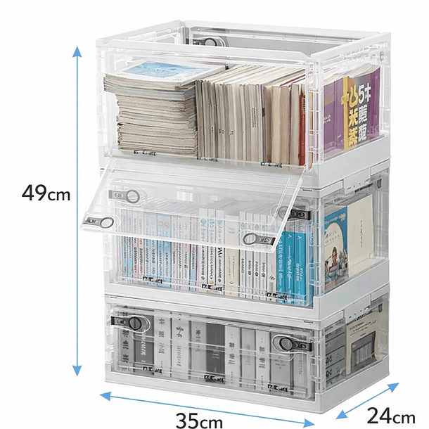 Organizador Apilable De 3 Niveles Plegable Con Tapas Oficina 2