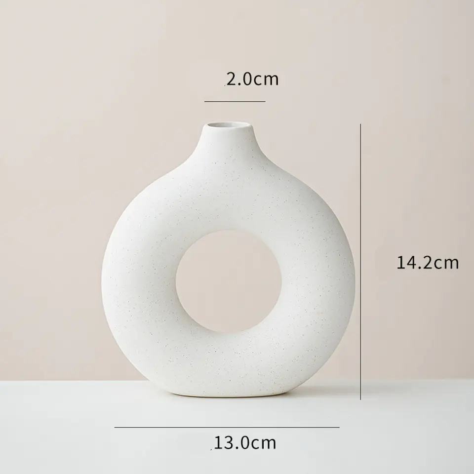 Juego de Jarrones de Cerámica Blanca de Tres Piezas 4