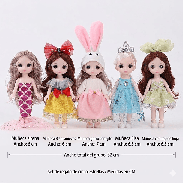 6 Mini Muñecas Para Niñas Articuladas Y Con Ropa 8