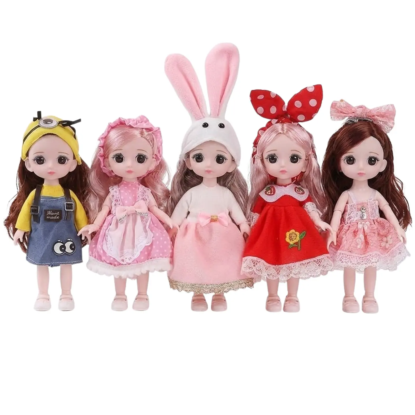 5 Mini Muñecas Para Niñas Articuladas Y Con Ropa 2