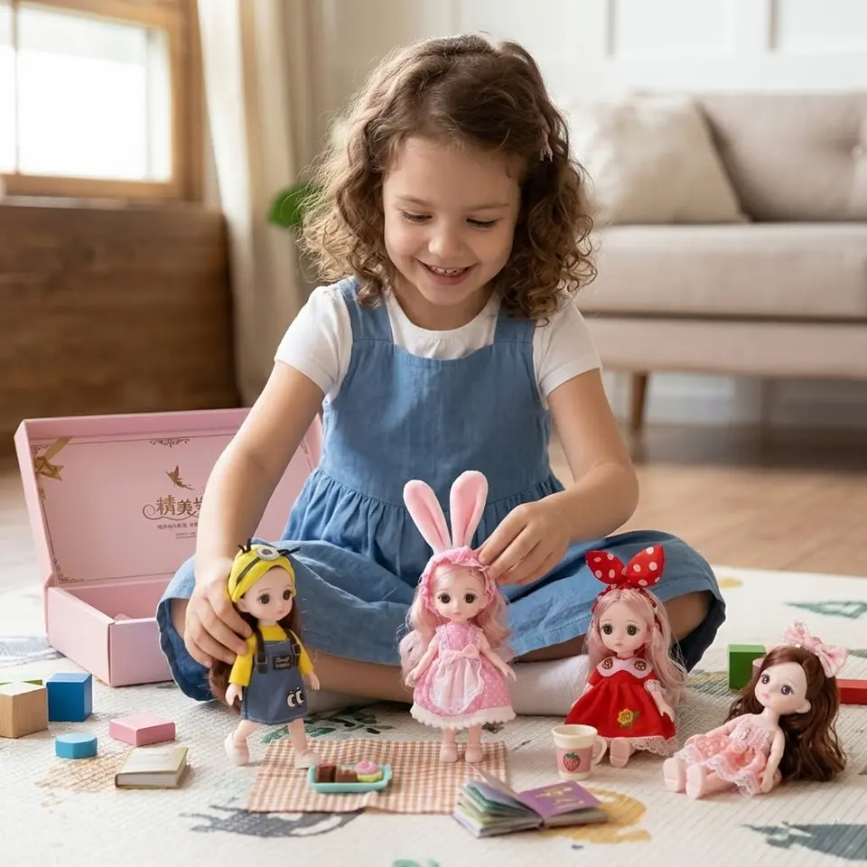 5 Mini Muñecas Para Niñas Articuladas Y Con Ropa 3