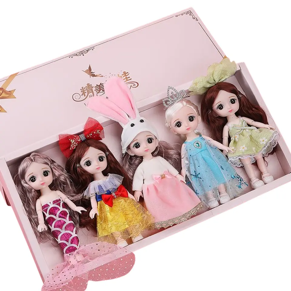 5 Mini Muñecas Para Niñas Articuladas Y Con Ropa 5