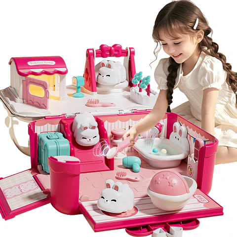 Casa De Muñecas Magnética De Conejitos Regalo Niñas