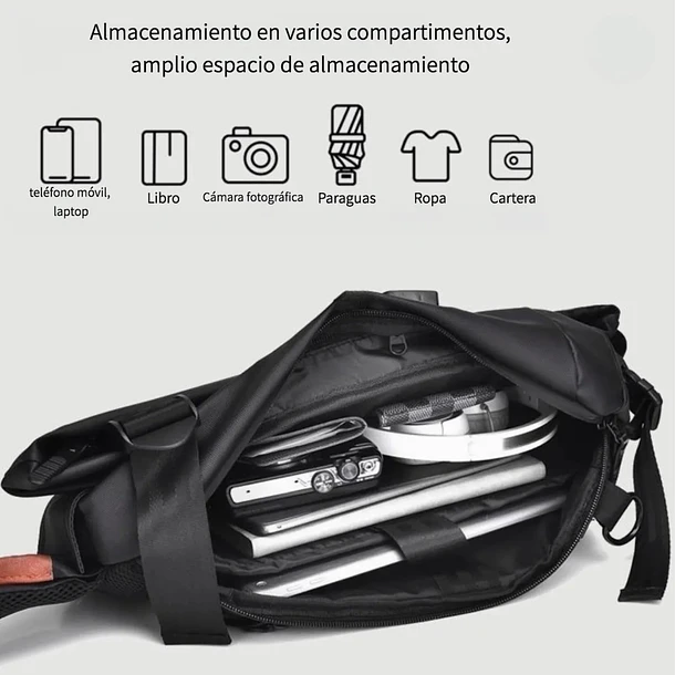 Mochila Cruzada Multiuso Bolso De Hombro Con USB 8