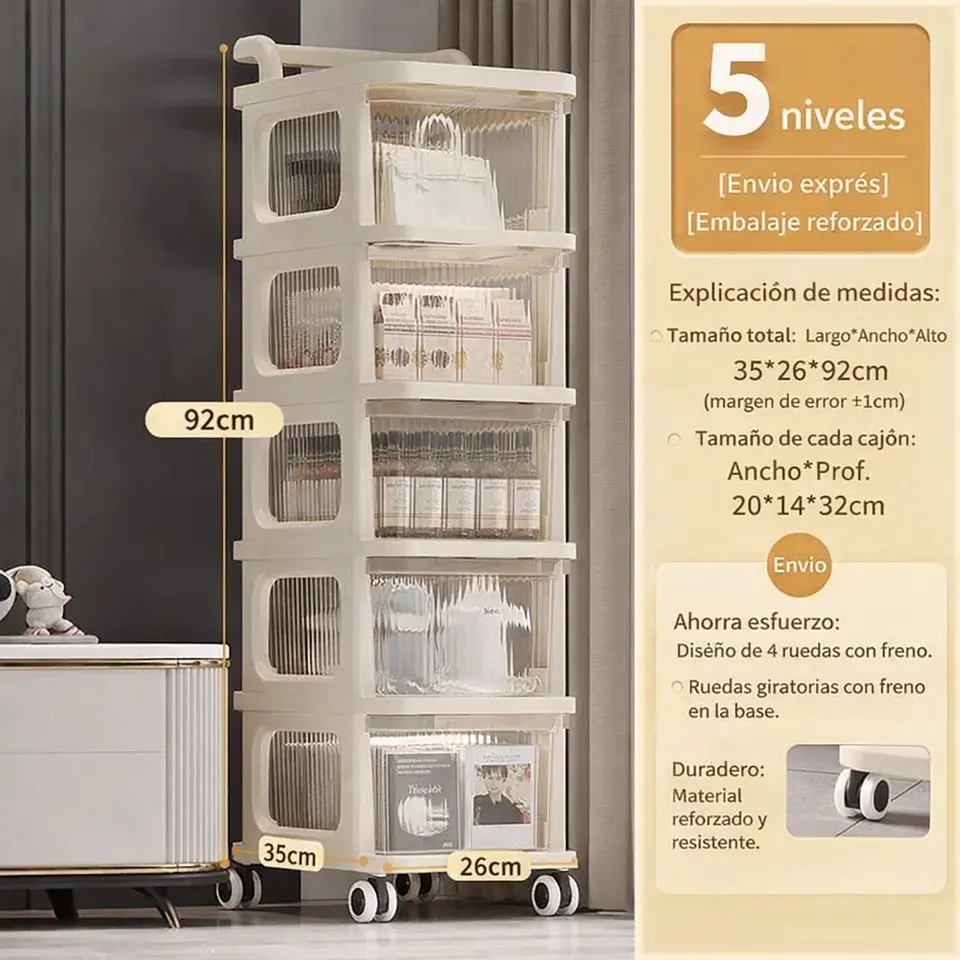 Estante Organizador Móvil 5 Niveles Cocina Y Lavandería 4