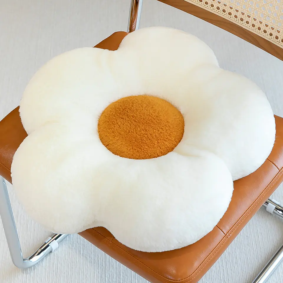 Cojín De Suelo Diseño Flor De Felpa Suave Y Estético 4