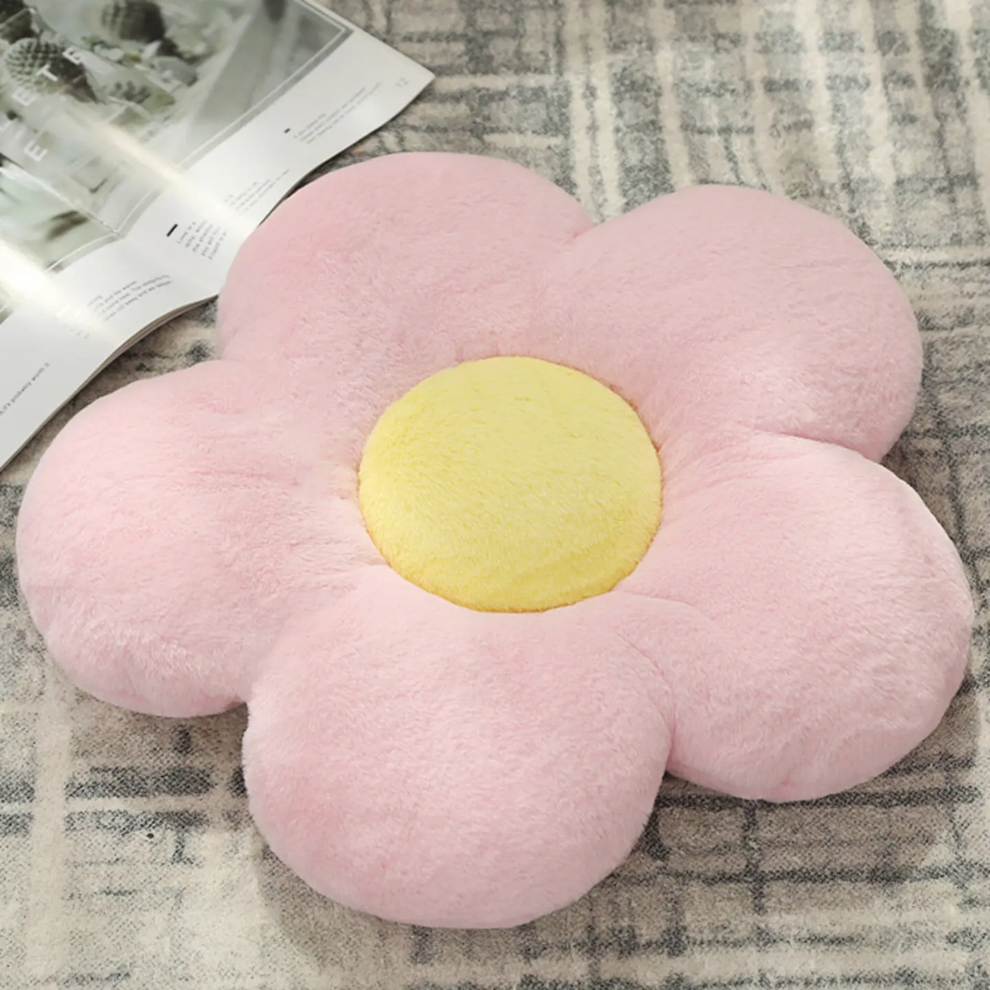 Cojín De Suelo Diseño Flor De Felpa Suave Y Estético 12