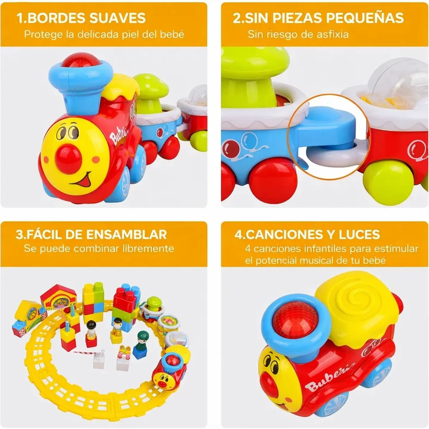 Tren De Juguete Didáctico Con Luces Y Sonidos 4